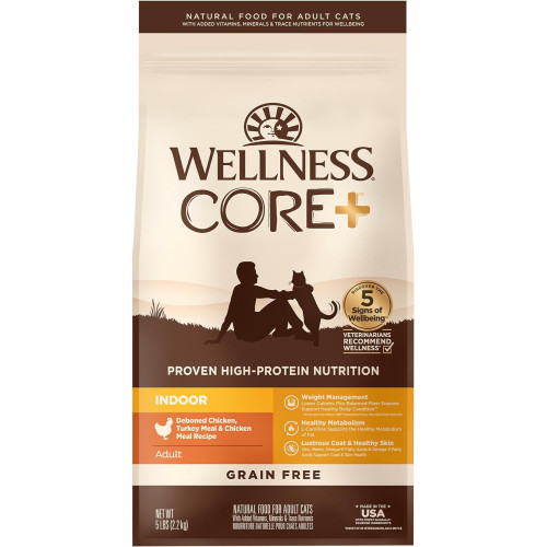 Wellness CORE Grain Free (8852) Indoor Adult : Deboned Chicken, Turkey Meal & Chicken Meal Recipe 無穀物室內成貓 雞肉+火雞 5lb (新包裝 升級版) (EXP: 9月/2027)